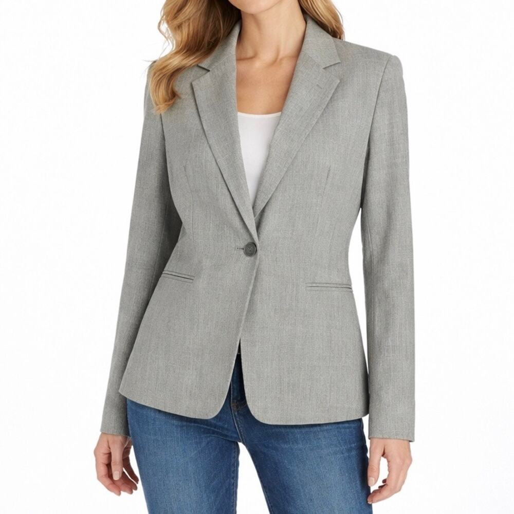 Classiques Entier Wool Blazer Jacket Suit One Button Light Gray Size 8